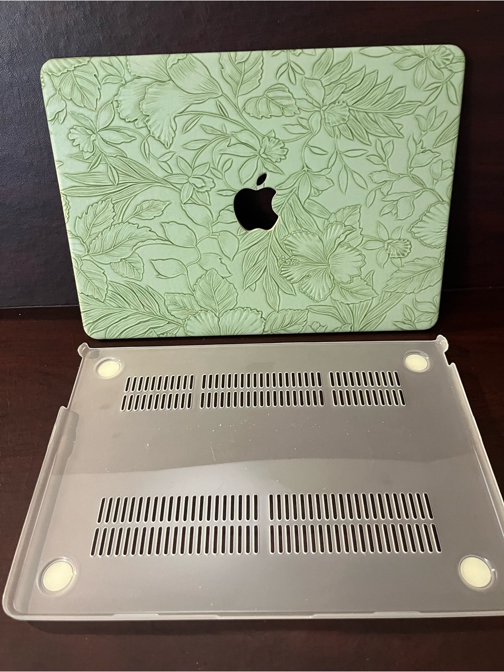 Apple MacBook Light Green Floral Protective Shell with Clear Bottom